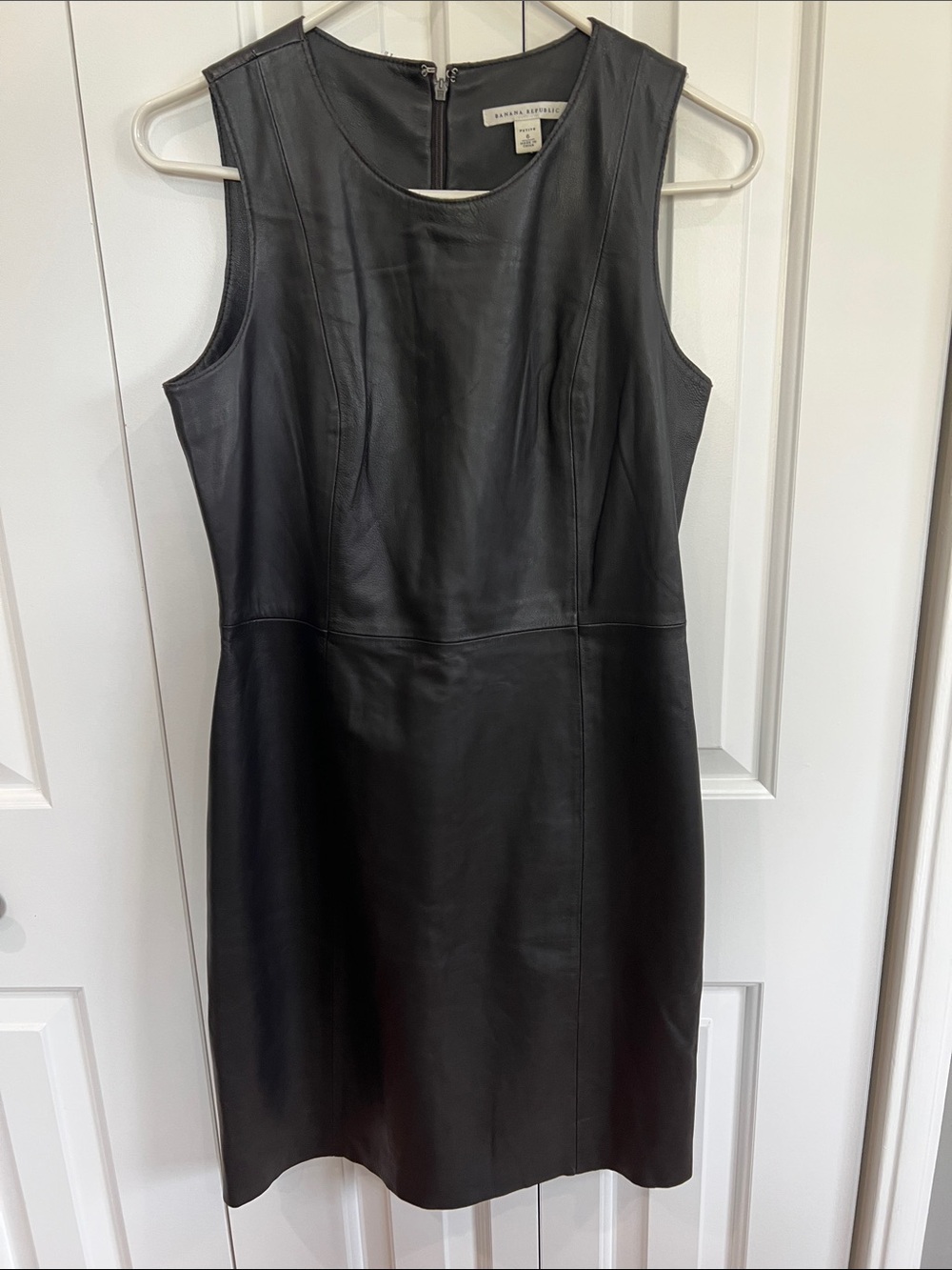 Banana Republic Brown Leather Sleeveless Sheath Dress